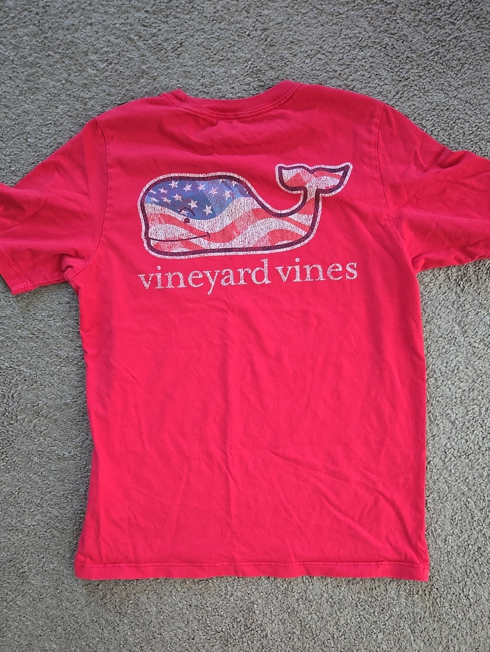 Vineyard Vines Kids' American Flag Whale Short-Sleeve Tee Red